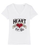 De ziua îndrăgostiților - I give you my heart for life Tricou mânecă scurtă guler V Damă Evoker