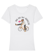 Pentru cupluri - Noi doi și o bicicletă Tricou mânecă scurtă guler larg fitted Damă Expresser