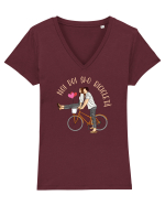 Pentru cupluri - Noi doi și o bicicletă Tricou mânecă scurtă guler V Damă Evoker