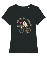 Pentru cupluri - Noi doi și o bicicletă Tricou mânecă scurtă guler larg fitted Damă Expresser