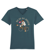 Pentru cupluri - Noi doi și o bicicletă Tricou mânecă scurtă guler V Bărbat Presenter