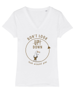 Don`t Look Down ! Tricou mânecă scurtă guler V Damă Evoker