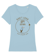Don`t Look Down ! Tricou mânecă scurtă guler larg fitted Damă Expresser