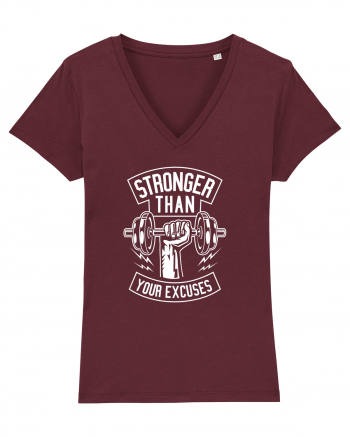 Stronger than your Excuses Gym White Burgundy