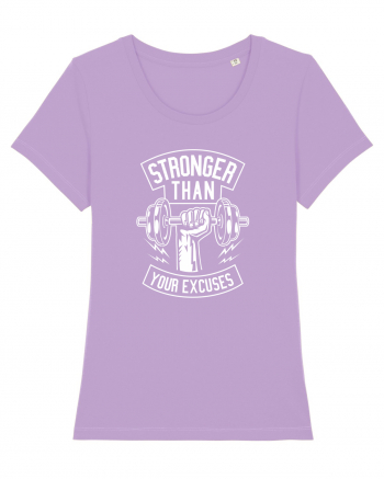 Stronger than your Excuses Gym White Lavender Dawn