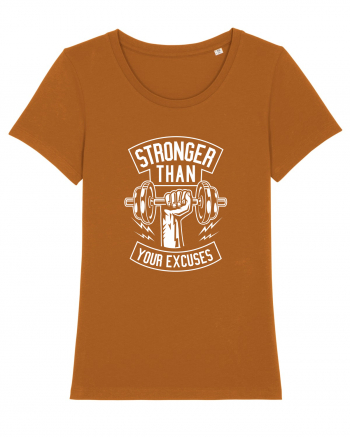 Stronger than your Excuses Gym White Roasted Orange