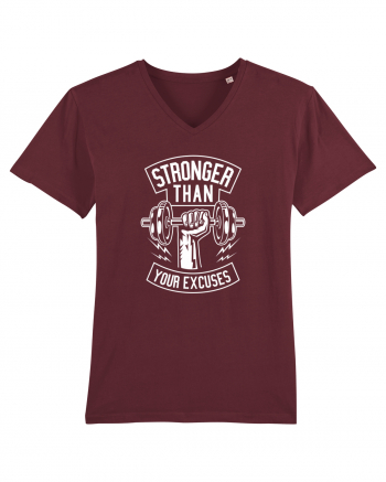 Stronger than your Excuses Gym White Burgundy