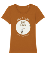 Don`t Look Down ! (white) Tricou mânecă scurtă guler larg fitted Damă Expresser