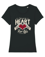 De ziua îndrăgostiților - I give you my heart for life - dark colors Tricou mânecă scurtă guler larg fitted Damă Expresser