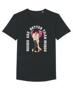 De ziua îndrăgostiților - Kisses are better than words - dark colors Tricou mânecă scurtă guler larg Bărbat Skater