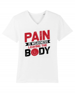 Pain Is Weakness Leaving the Body Tricou mânecă scurtă guler V Bărbat Presenter