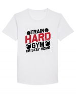 Train Hard Gym Or Stay Home Tricou mânecă scurtă guler larg Bărbat Skater