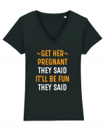 PREGNANT Tricou mânecă scurtă guler V Damă Evoker