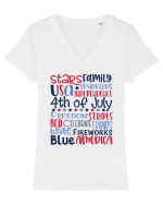 4th Of July Tricou mânecă scurtă guler V Damă Evoker