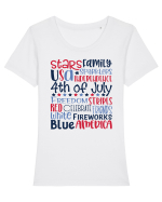 4th Of July Tricou mânecă scurtă guler larg fitted Damă Expresser
