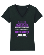 DENTAL HYGIENIST Tricou mânecă scurtă guler V Damă Evoker
