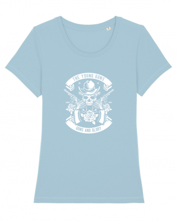 Guns and Glory Skull White Sky Blue