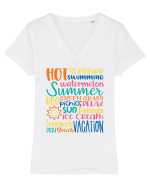 Summer - Vara Tricou mânecă scurtă guler V Damă Evoker