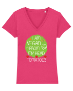VEGAN Tricou mânecă scurtă guler V Damă Evoker