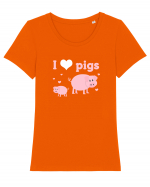 PIGS Tricou mânecă scurtă guler larg fitted Damă Expresser