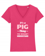 PIG Tricou mânecă scurtă guler V Damă Evoker