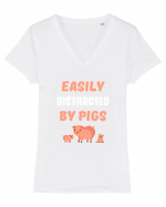 PIGS Tricou mânecă scurtă guler V Damă Evoker