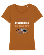 HORSE Tricou mânecă scurtă guler larg fitted Damă Expresser