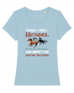 HORSES Tricou mânecă scurtă guler larg fitted Damă Expresser