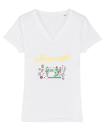 SEWING Tricou mânecă scurtă guler V Damă Evoker