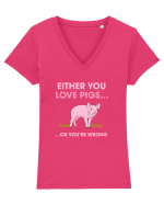 PIGS Tricou mânecă scurtă guler V Damă Evoker