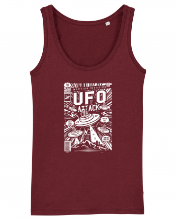 UFO Attack Martian Alien White Burgundy