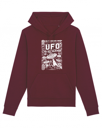 UFO Attack Martian Alien White Burgundy