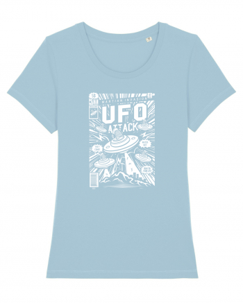 UFO Attack Martian Alien White Sky Blue