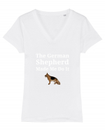 GERMAN SHEPHERD Tricou mânecă scurtă guler V Damă Evoker