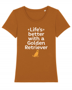 GOLDEN RETRIEVER Tricou mânecă scurtă guler larg fitted Damă Expresser