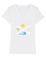 VACANTA Tricou mânecă scurtă guler V Damă Evoker
