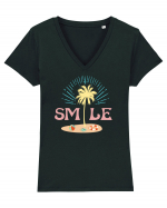 SMILE Tricou mânecă scurtă guler V Damă Evoker