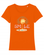 SMILE Tricou mânecă scurtă guler larg fitted Damă Expresser