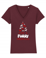 FURRY CHRISTMAS Tricou mânecă scurtă guler V Damă Evoker