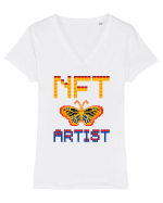NFT Pixel Art Tricou mânecă scurtă guler V Damă Evoker