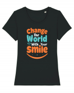 Change The World With Your Smile Tricou mânecă scurtă guler larg fitted Damă Expresser