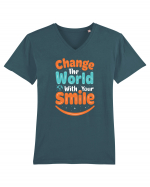 Change The World With Your Smile Tricou mânecă scurtă guler V Bărbat Presenter