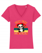 Funny Panda With Guns Tricou mânecă scurtă guler V Damă Evoker