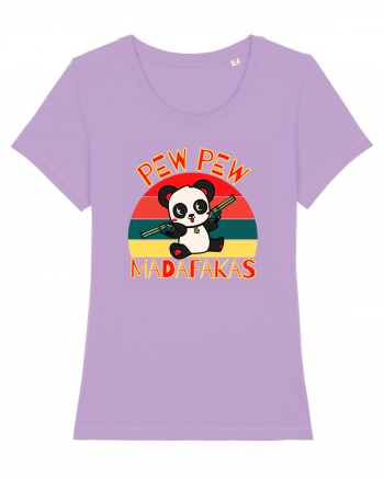 Funny Panda With Guns Lavender Dawn