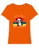 Funny Panda With Guns Tricou mânecă scurtă guler larg fitted Damă Expresser