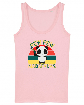 Funny Panda With Guns Cotton Pink