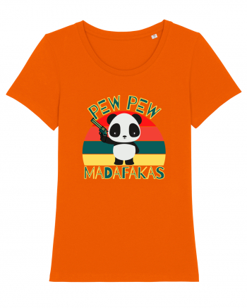 Funny Panda With Guns Bright Orange