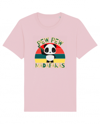 Funny Panda With Guns Cotton Pink