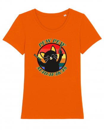 Funny Cat With Guns Bright Orange