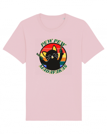 Funny Cat With Guns Cotton Pink